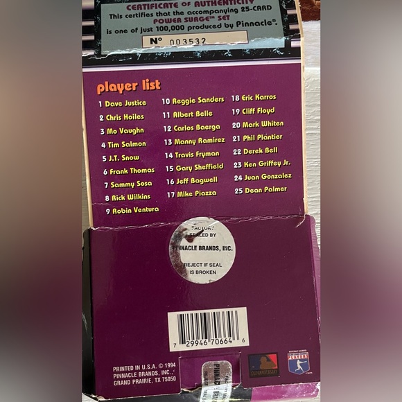 1994 Pinnacle Limited Edition Power Hitters in Baseball Card Set - Picture 3 of 7